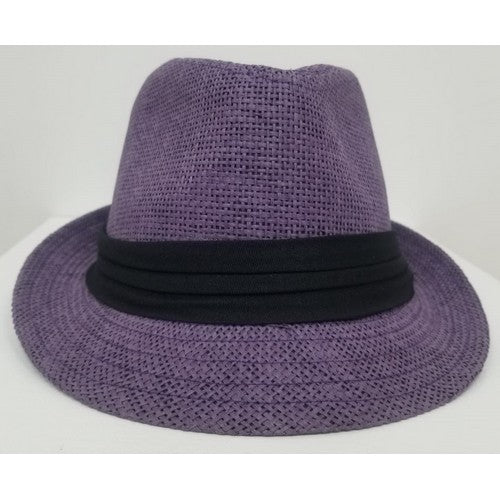 M-215 Straw Trilby Hat Purple