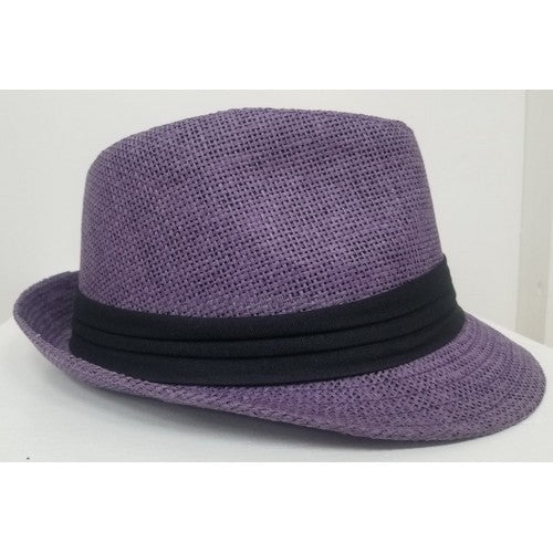 M-215 Straw Trilby Hat Purple