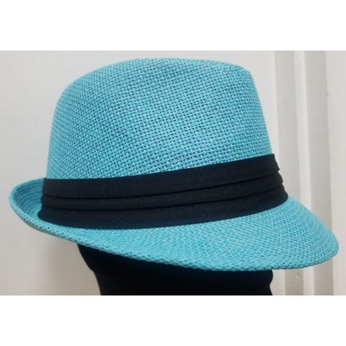 M-215 Straw Trilby Hat Sky Blue