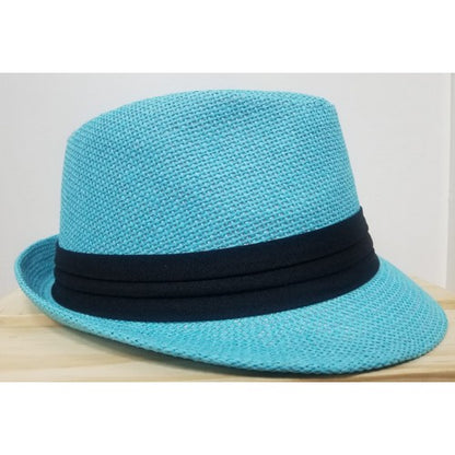 M-215 Straw Trilby Hat Sky Blue