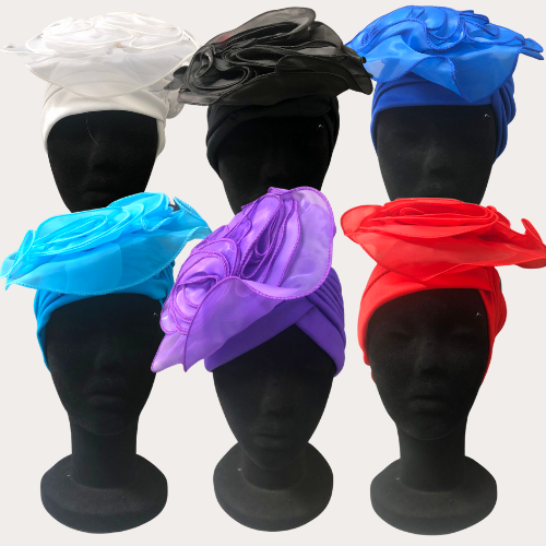 Giant Flower Pleated Turban