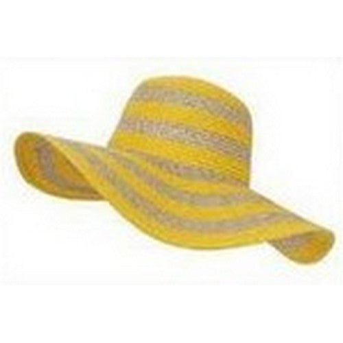 Stripe Floppy Straw Hat Mustard