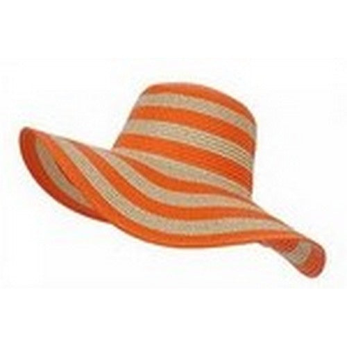 Stripe Floppy Straw Hat Orange