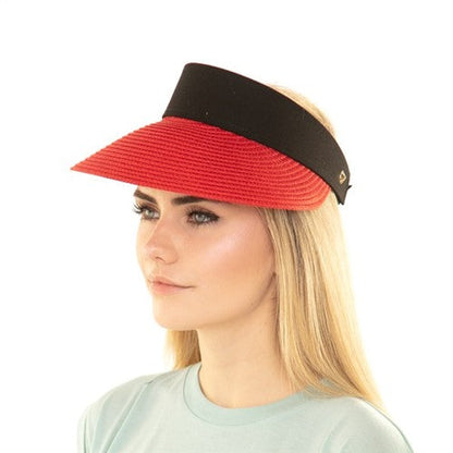 Straw Sun Visor Red