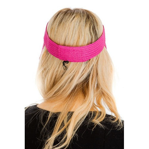 Roll-Up Straw Visor Hot Pink