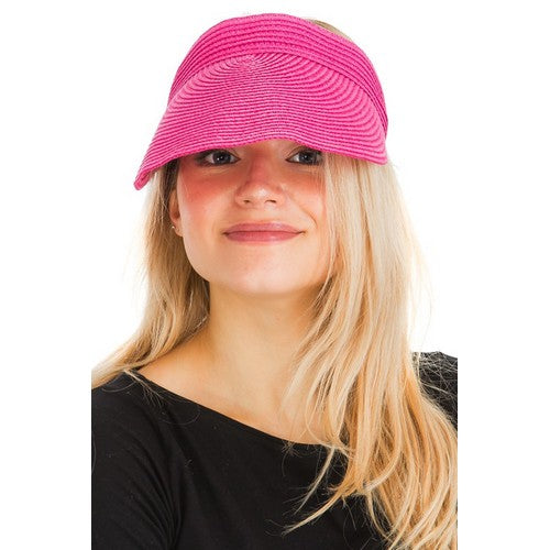 SN-1065 Roll-Up Straw Visor Hot Pink