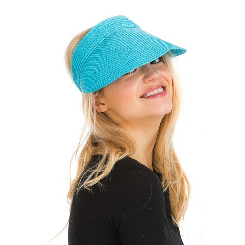SN-1065 Roll-Up Straw Visor Turquoise