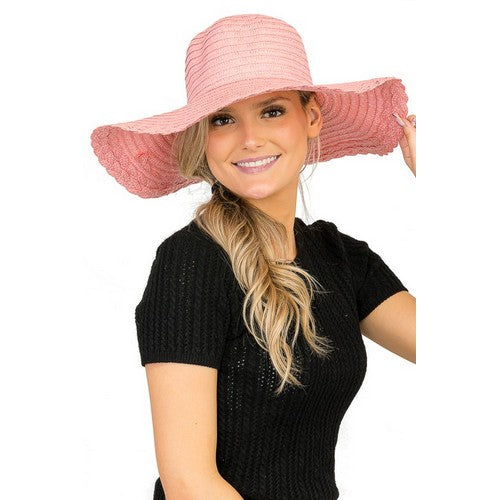 SN-1374 Staw Floppy Sun Hat Rose