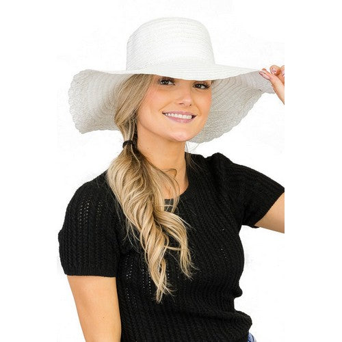 SN-1374 Staw Floppy Sun Hat White