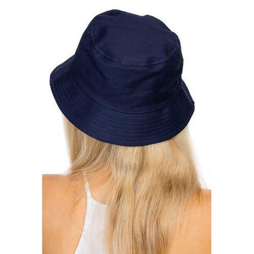 Plain Reversible Bucket Hat Navy Blue