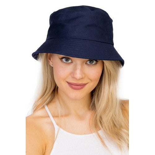 Plain Reversible Bucket Hat Navy Blue