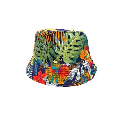 Hibiscus Print Bucket Hat Navy Blue