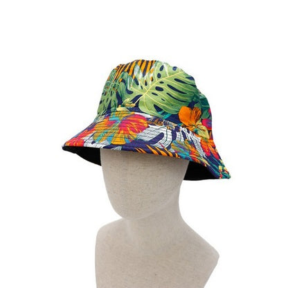 Hibiscus Print Bucket Hat Navy Blue