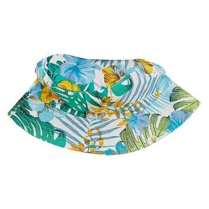 Hibiscus Print Bucket Hat White & Turquoise