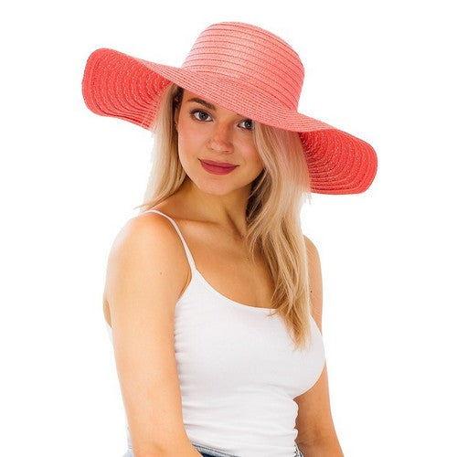 SN-931-1 Floppy Straw Sun Hat Coral