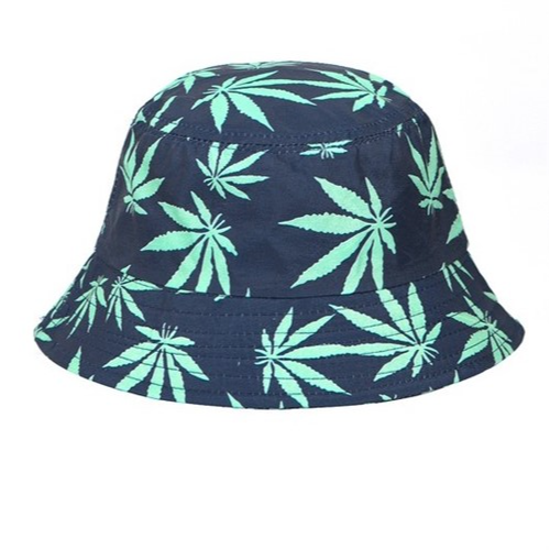 A001-169-C-C Leaf Print Bucket Hat Navy