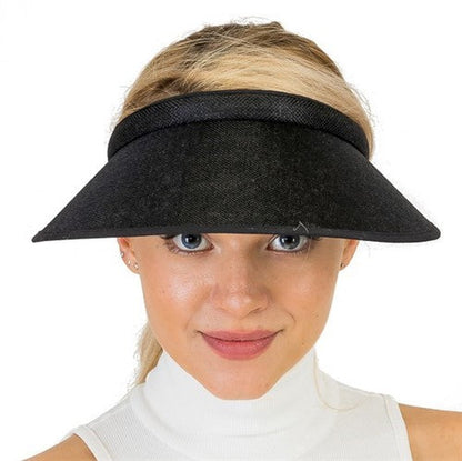 Wide Brim Burlap Visor Black