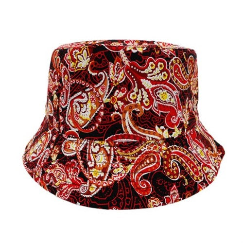 Paisley Print Bucket Hat Red