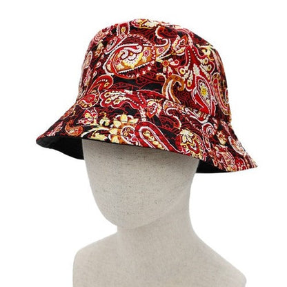 BK-201 Paisley Print Bucket Hat Red