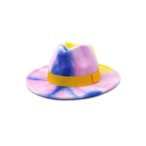 CWAH058 Tie Dye Panama Hat Pink/Blue/Yellow