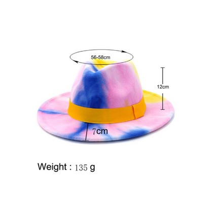 CWAH058 Tie Dye Panama Hat Pink/Blue/Yellow