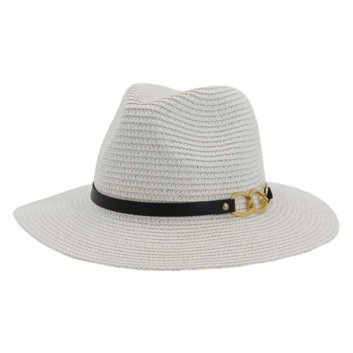 OO Buckle Straw Panama Hat Ivory