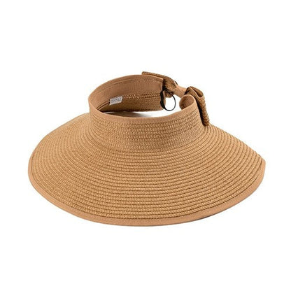 HA320104..7184 Wide Brim Foldable Straw Visor Brown