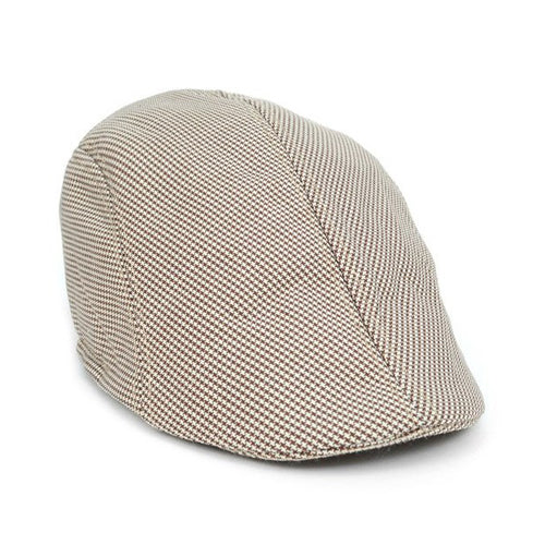 Cotton Flat Cap Dogstooth Check Brown