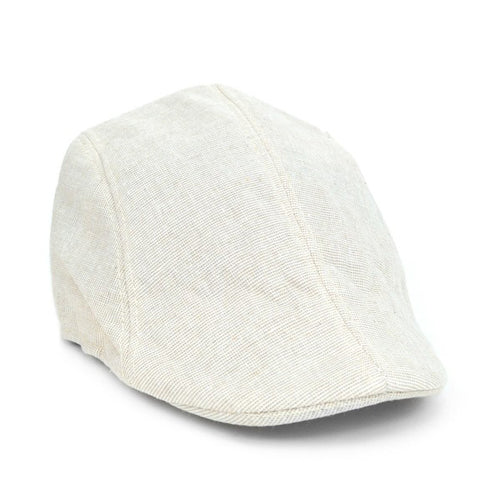 Cotton Flat Cap Micro Plaid Beige