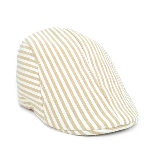 Cotton Flat Cap Stripe Beige/Ivory