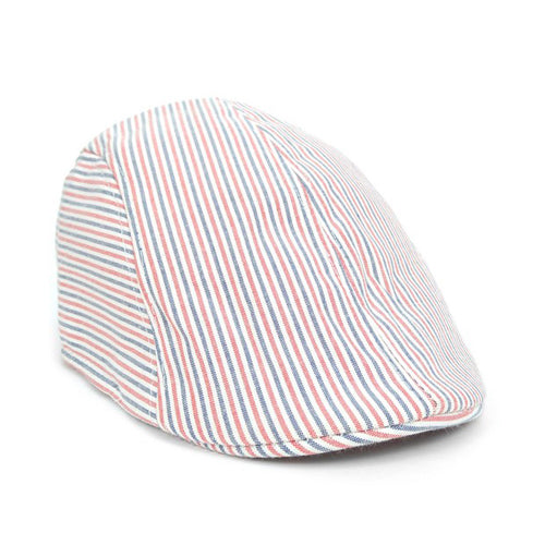 Cotton Flat Cap Stripe Red/Blue/White