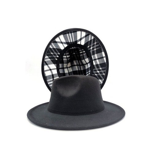 HT-408 Plaid-Lined Fedora Black