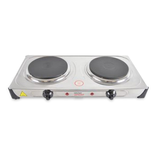 Kitchen Perfected E4203SS 2000W Double Hotplate, Stainless Steel