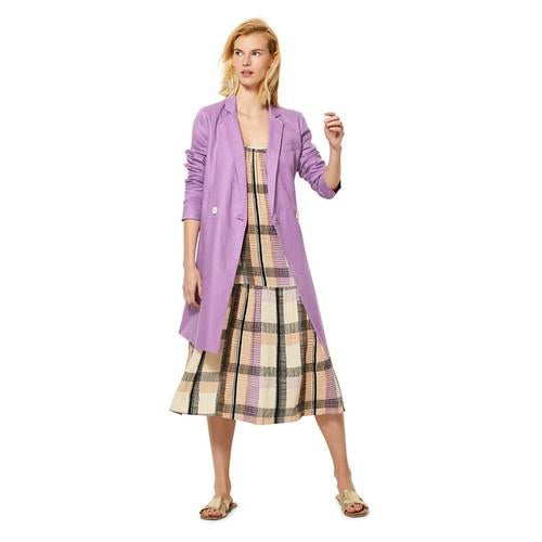 Marks & Spencer Linen Double Breasted Blazer Heather Purple