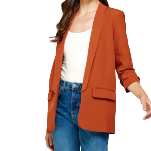 Camiau Turn-Up Sleeve Jacket Rust