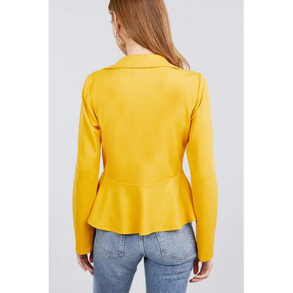 Double Breasted Ruffle Hem Jacket Mustard