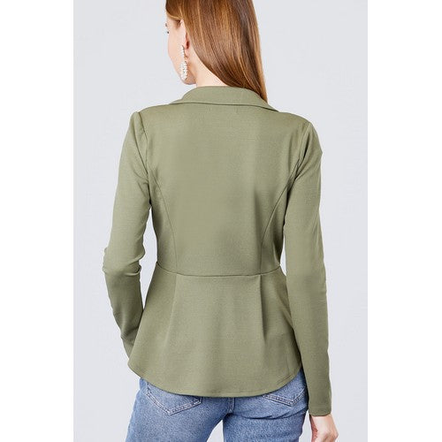 Ruffle Hem Jacket Light Olive