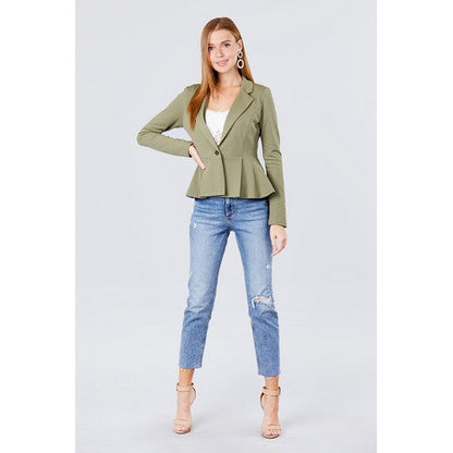 Ruffle Hem Jacket Light Olive