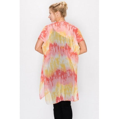 Tie Dye Chiffon Kimono Yellow