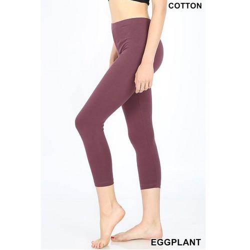 OP-1852P Premium Cotton Capri Leggings Eggplant