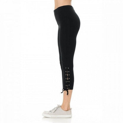 [VAT-FREE PRICE SLASH]Lace Up Side Crop Leggings Black [FINAL SALE. NO RETURN. NO EXCHANGE. NO REFUND]
