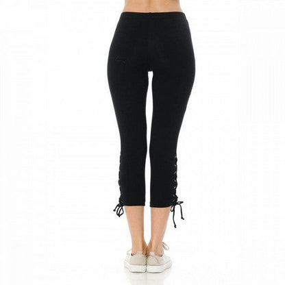 [VAT-FREE PRICE SLASH]Lace Up Side Crop Leggings Black [FINAL SALE. NO RETURN. NO EXCHANGE. NO REFUND]