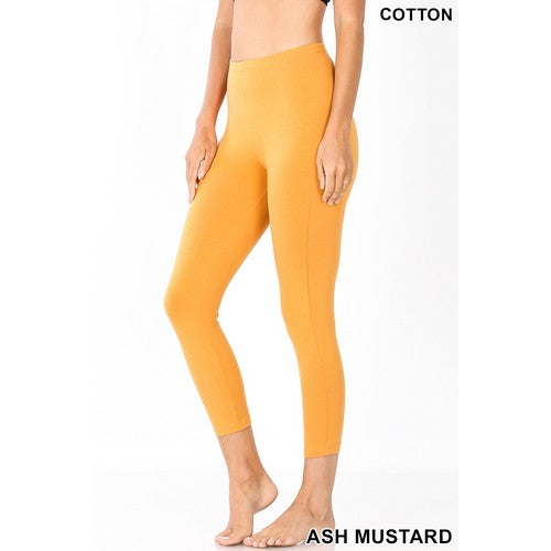 Premium Cotton 7/8 Leggings Ash Mustard