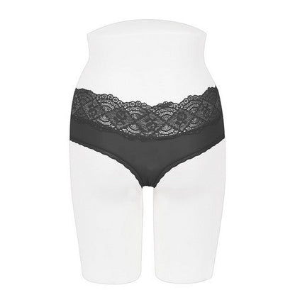 YM-BK-70212 Geo Lace Band Bikini Panty Black