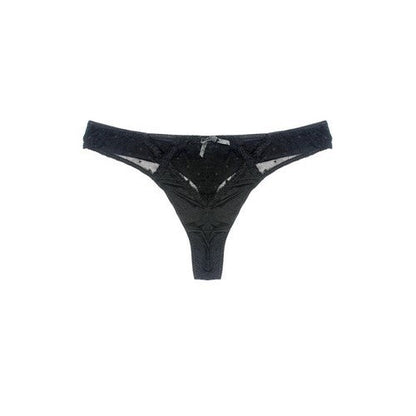 Satin & Mesh Thong Black