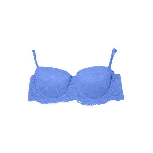 Floral Lace Strapless Push Bra Blue