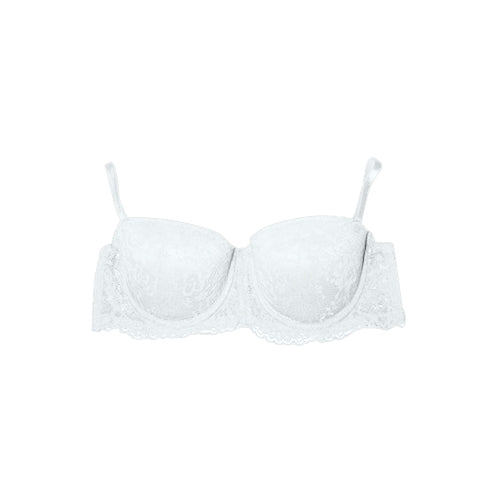 Floral Lace Strapless Push Bra White