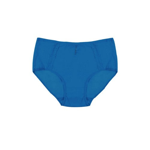 YM-71786-PTY-C04 Cotton Panty With Lace & Rhinestone Blue