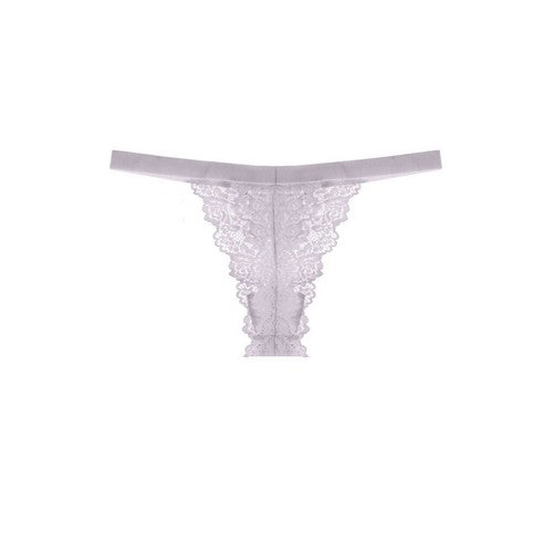 YM-TH-70250 Velvet Waistband Lace Thong Lilac Marble