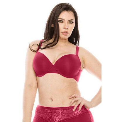 YM-89135-BRA-C01-D Laser Cut Demi Bra Red Dahlia